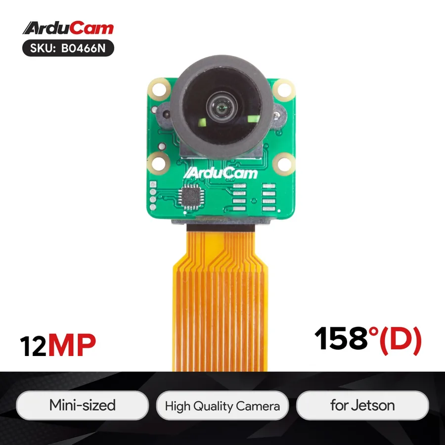 B0466N 12.3MP 477M HQ Camera Module with 158°(D) M12 Wide Angle Lens for NVIDIA Jetson Orin NX/AGX Orin