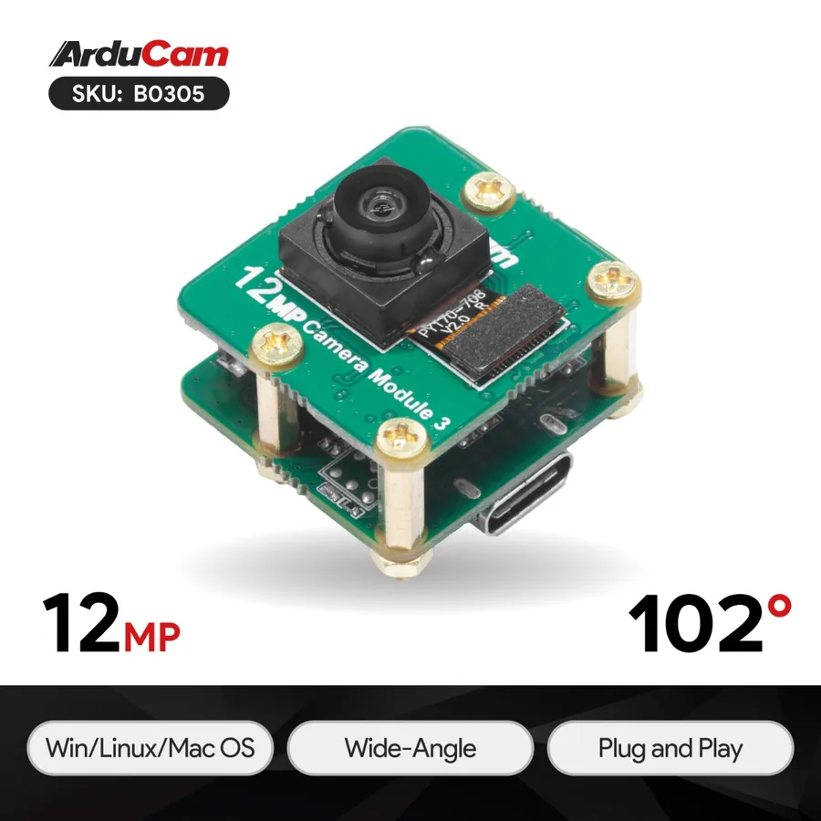 B0305 12MP IMX708 USB UVC 102° Wide Angle Fixed-Focus Camera Module 3