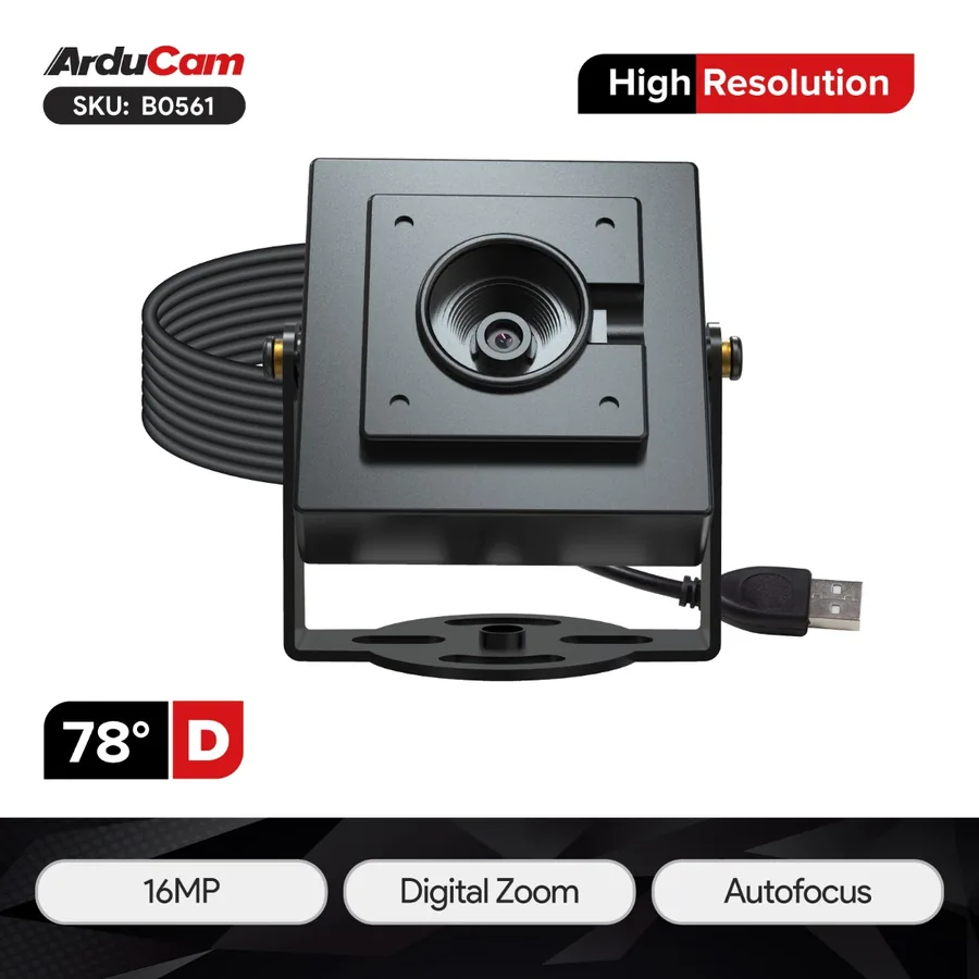 B0561 16MP AutoFocus USB2.0 UVC Camera, Full Sensor Coverage, Digital PTZ, Arducam ezBOX-Klarity