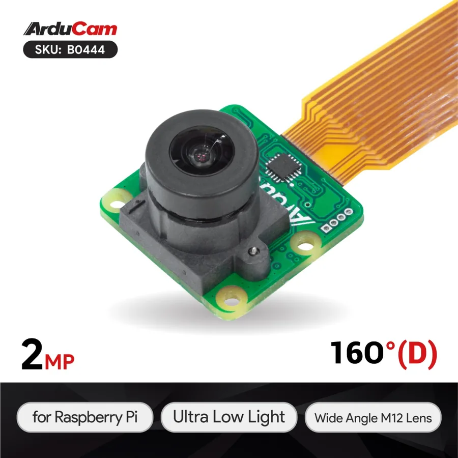 B0444 2MP IMX462 Color Ultra Low Light STARVIS Camera Module with 141°(H) Wide-Angle M12 Lens for Raspberry Pi