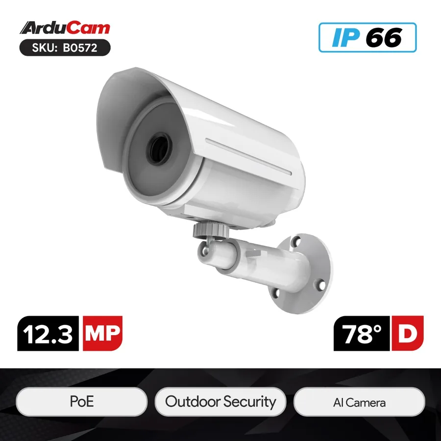 B0572 All-in-One Raspberry Pi AI Camera Kit with CM5 inside, Outdoor Security IP66 Camera Kit, PoE Power