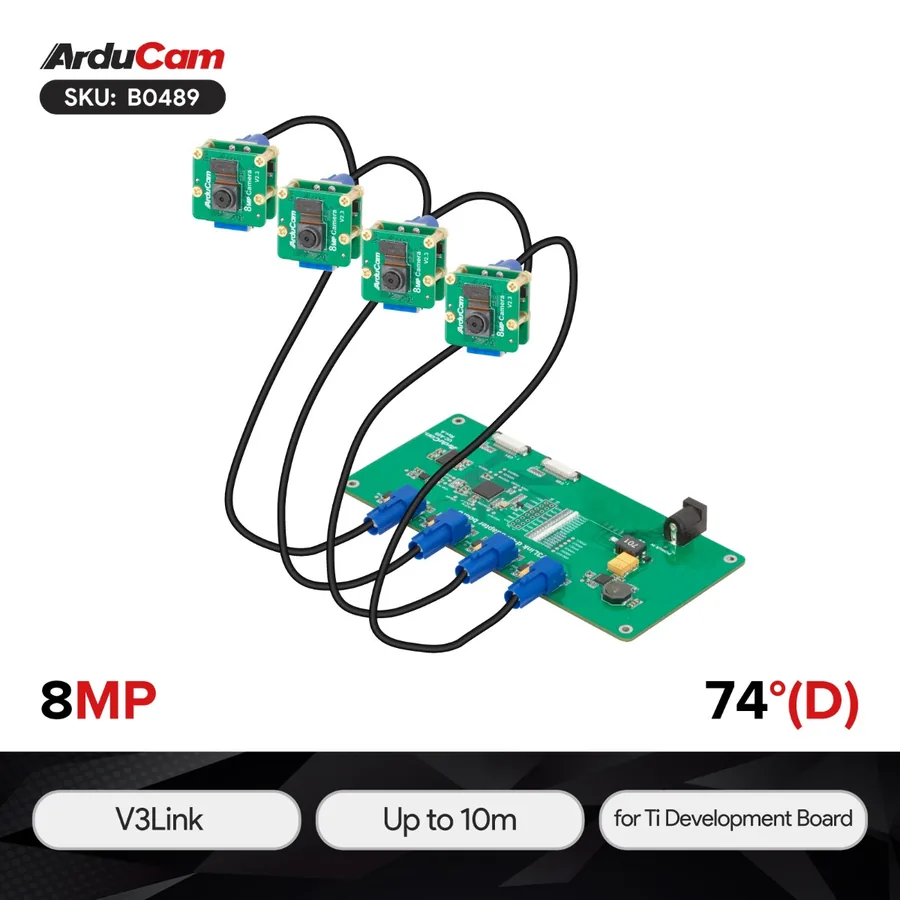 B0489 Arducam 4×IMX219 V3Link FPD-Link SerDes Camera Kit for TI Development Board