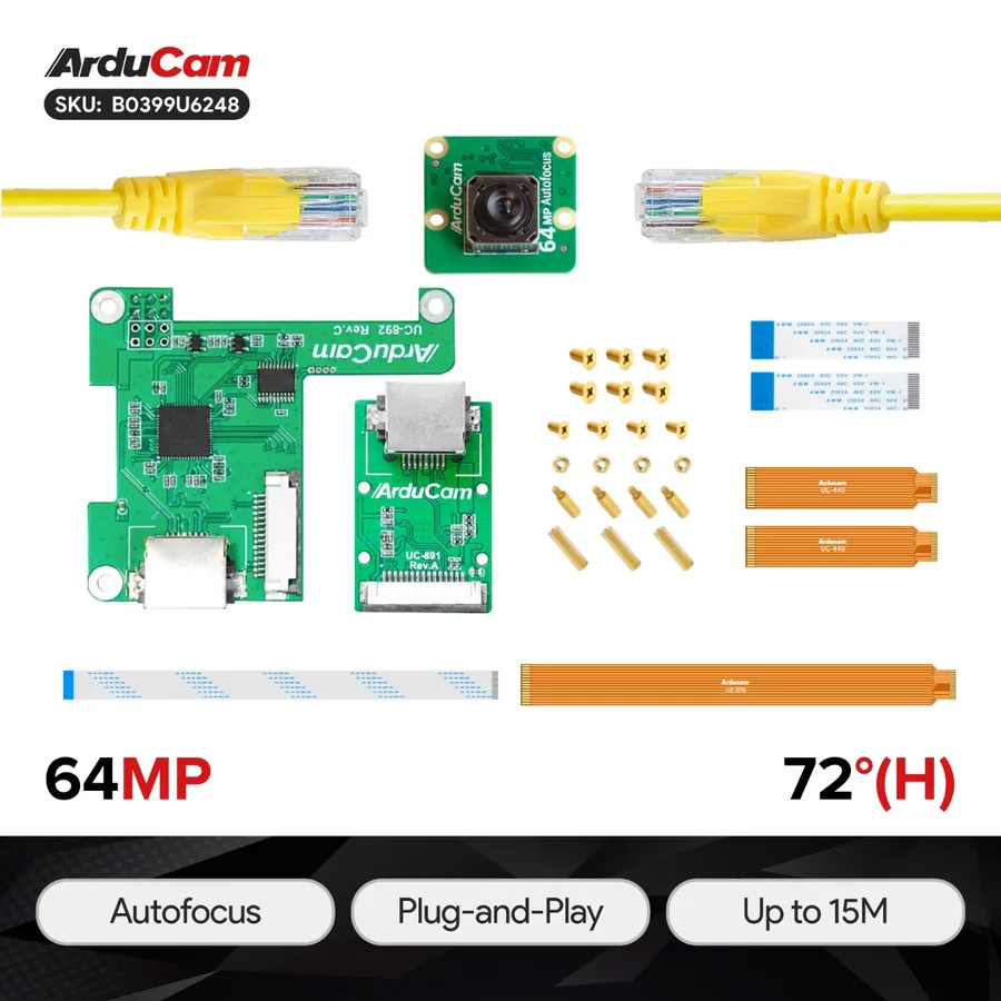 B0399U6248 Arducam 64MP Camera and Cable Extension Kit for Raspberry Pi