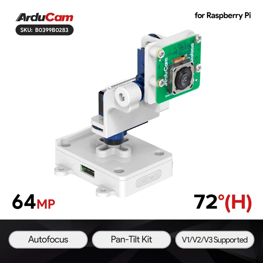 B0399B0283 Arducam 64MP Camera and Pan-Tilt Kit for Raspberry Pi