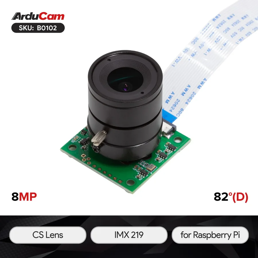B0102 Arducam 8 MP Sony IMX219 camera module with CS lens 2718 for Raspberry Pi