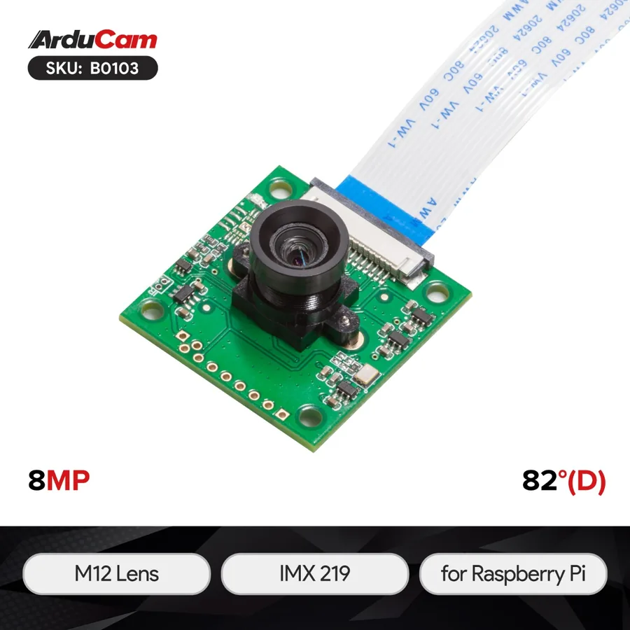 B0103 Arducam 8 MP Sony IMX219 camera module with M12 lens LS40136 for Raspberry Pi 4/3B+/3