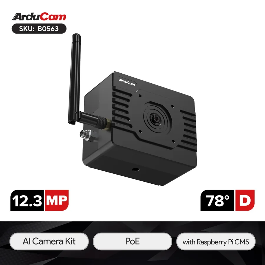 B0563 Arducam All-in-One RPi AI Camera with Raspberry Pi Compute Module inside