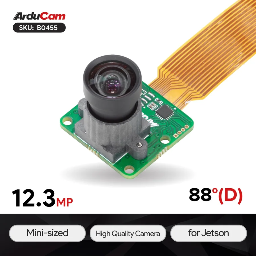 B0455 Arducam CMOS MT9J003 1/2.3-Inch 10MP Color Camera Module 12.3MP 477P Mini HQ Camera Module with M12 Lens for NVIDIA Jetson Nano, Xavier NX, and NVIDIA Orin NX/AGX Orin