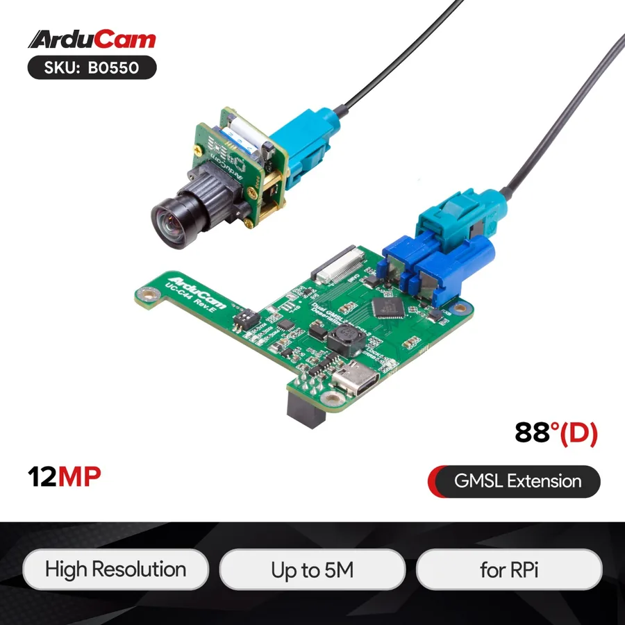 B0550 Arducam GMSL2 12MP Camera Extension Kit for Raspberry Pi