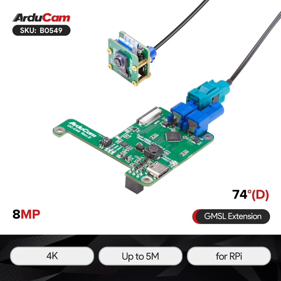 B0549 Arducam GMSL2 8MP Camera Extension Kit for Raspberry Pi