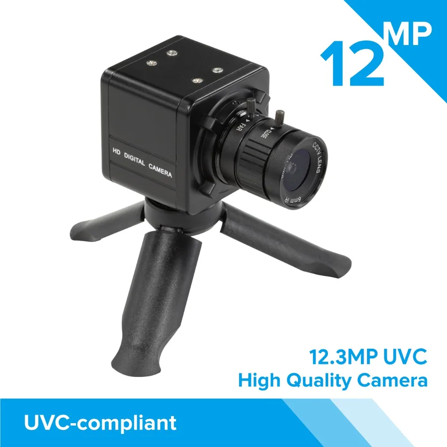 B0280 Arducam High Quality Complete USB Camera Bundle, 12MP 1/2.3 Inch 477P Camera Module with 6mm CS-Mount Lens, Metal Enclosure, Tripod and USB Cable