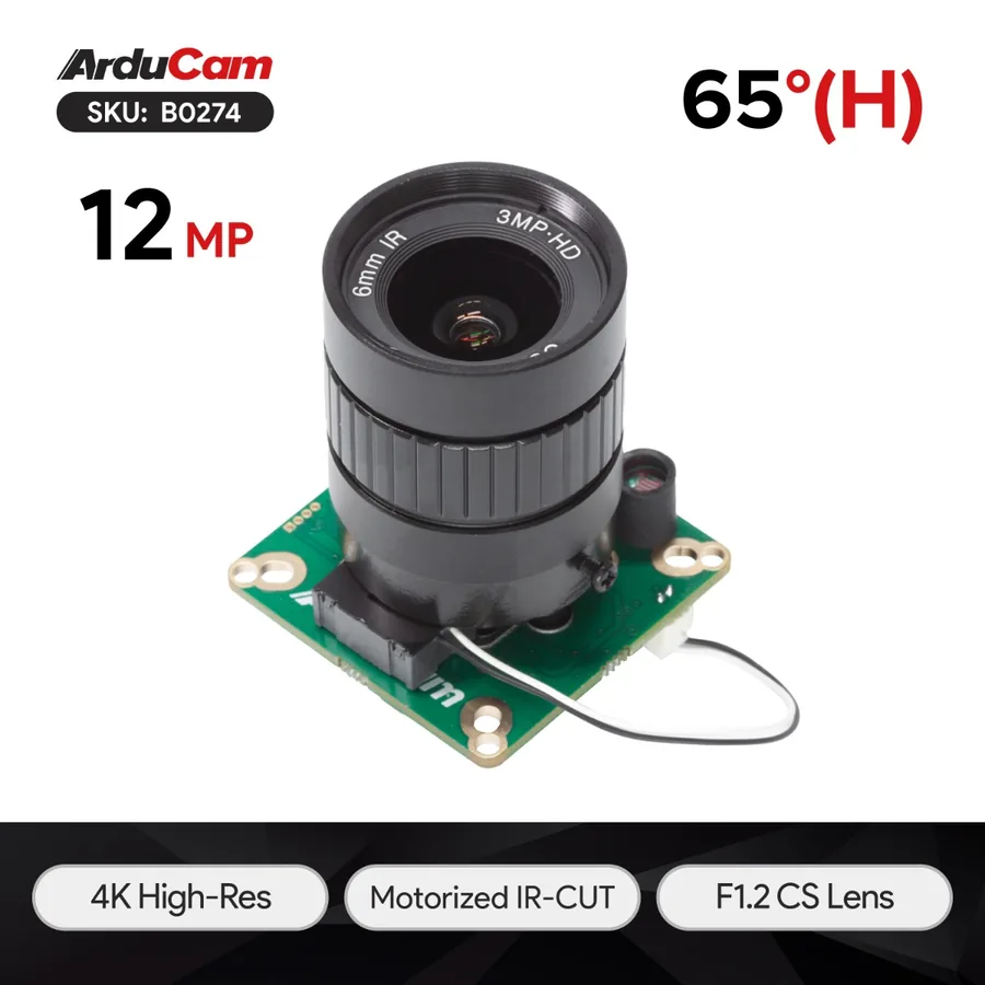 B0274 Arducam High Quality IR-CUT Camera for NVIDIA® Jetson AGX Orin/Orin Nano/Orin NX, 12.3MP 1/2.3 Inch 477P HQ Camera Module with 6mm CS Lens