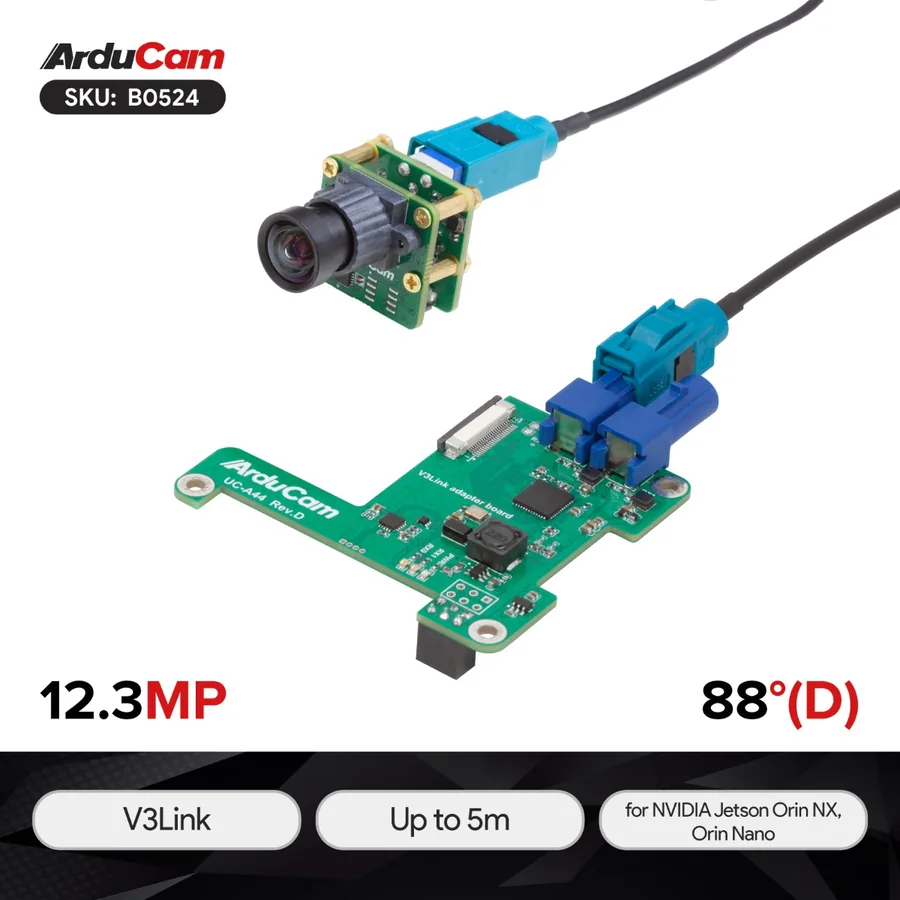 B0524 Arducam IMX477P V3Link FPD-Link SerDes Camera Kit for NVIDIA® Jetson Orin NX, Orin Nano