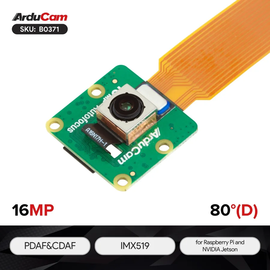 B0371 Arducam IMX519 PDAF&CDAF Autofocus Camera Module for Raspberry Pi, NVIDIA® Jetson AGX Orin/Orin Nano/Orin NX