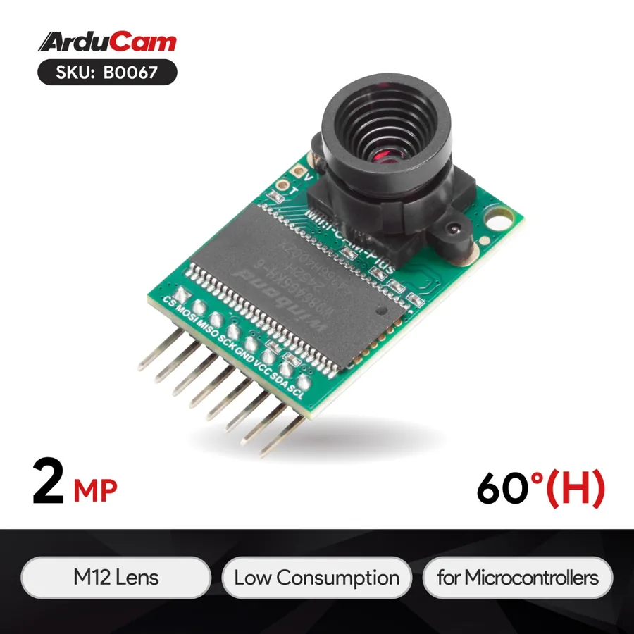 B0067 Arducam Mini 2MP Plus - SPI Camera Module for Arduino UNO Mega2560 Board, Raspberry Pi Pico, and other MCU
