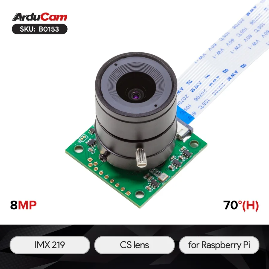 B0153 Arducam NOIR 8MP Sony IMX219 camera module with CS lens 2718 for Raspberry Pi 4/3B+/3