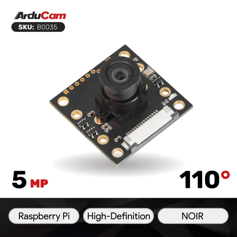 B0035 Arducam OV5647 NoIR Camera Board /w M12x0.5 mount for Raspberry Pi 4/3B+/3 Camera