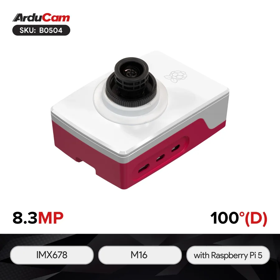 B0504 Arducam Pivistation 5 Darksee, 8.3MP Sony STARVIS 2 IMX678 Ultra Low Light All-in-one Raspberry Pi 5 Camera Kit