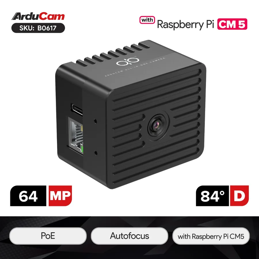 B0617 Arducam qb.R-OwlSight 64MP AF All-in-One Camera Kit (Raspberry Pi CM5)